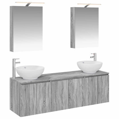 vidaXL Bathroom Cabinet Set 5 pcs Grey Sonoma Engineered Wood 2