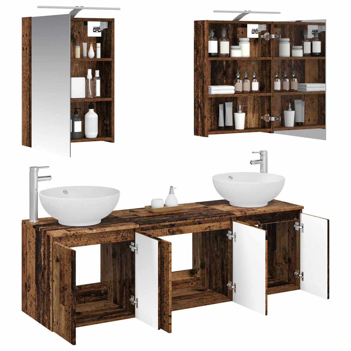 vidaXL Bathroom Cabinet Set 5 pcs Old Wood Engineered Wood 3