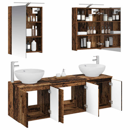 vidaXL Bathroom Cabinet Set 5 pcs Old Wood Engineered Wood 3