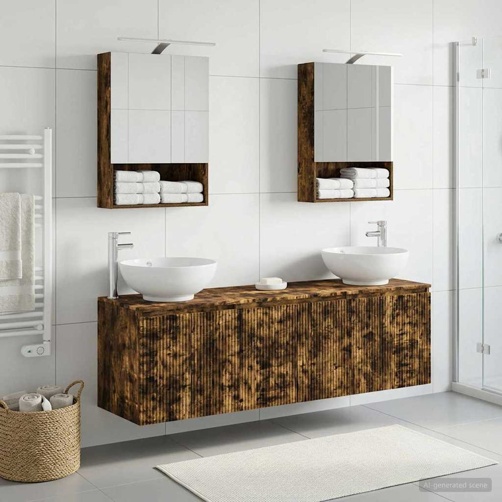 vidaXL Bathroom Cabinet Set 5 pcs Smoked Oak Engineered Wood