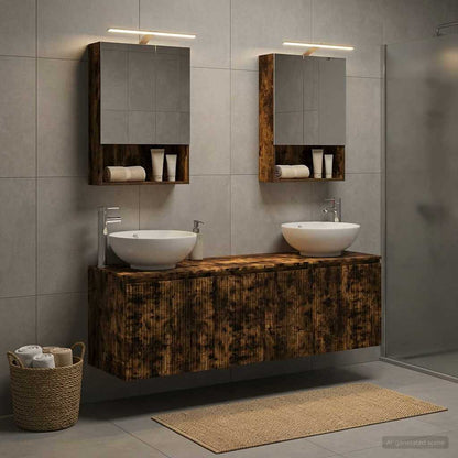 vidaXL Bathroom Cabinet Set 5 pcs Smoked Oak Engineered Wood 4