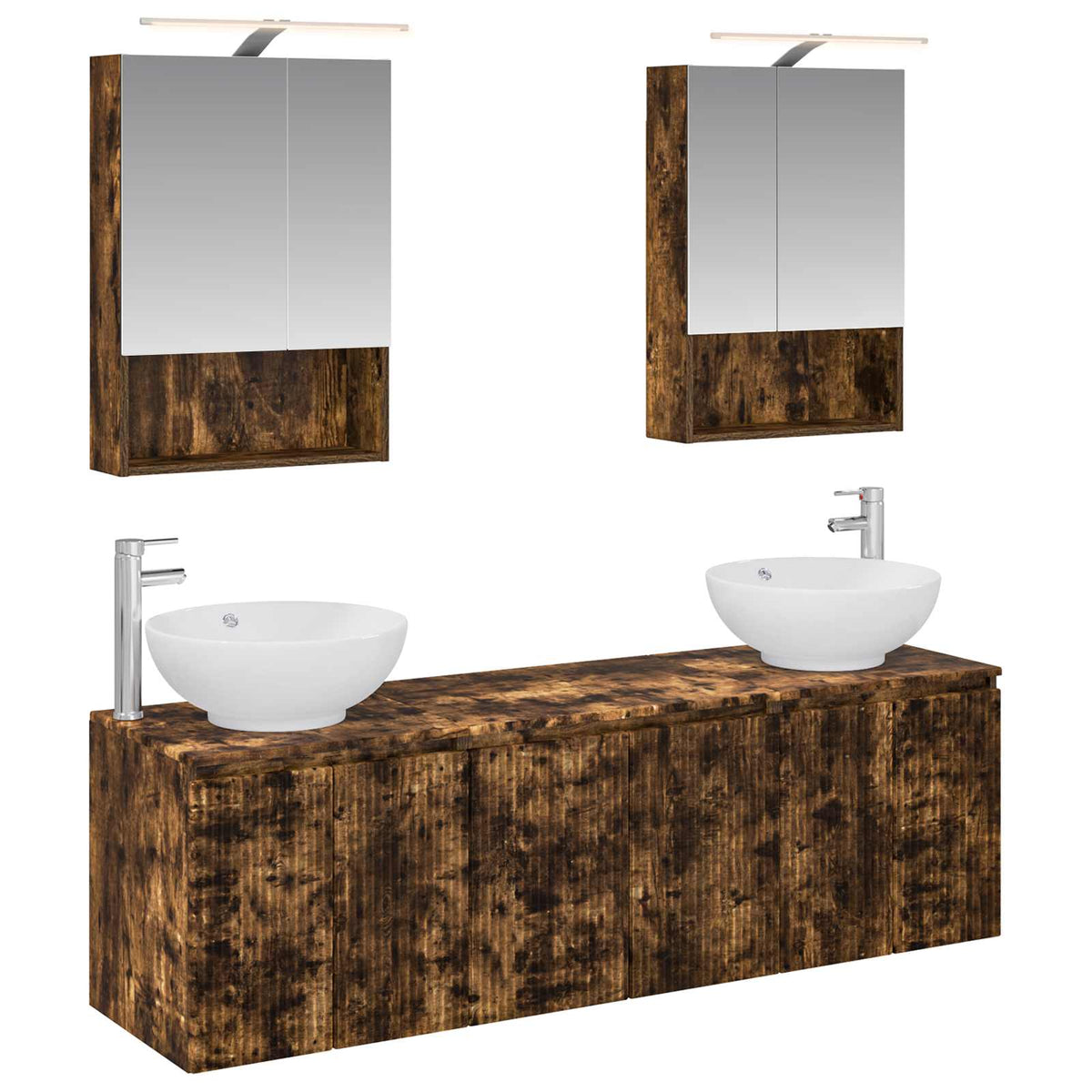 vidaXL Bathroom Cabinet Set 5 pcs Smoked Oak Engineered Wood 2