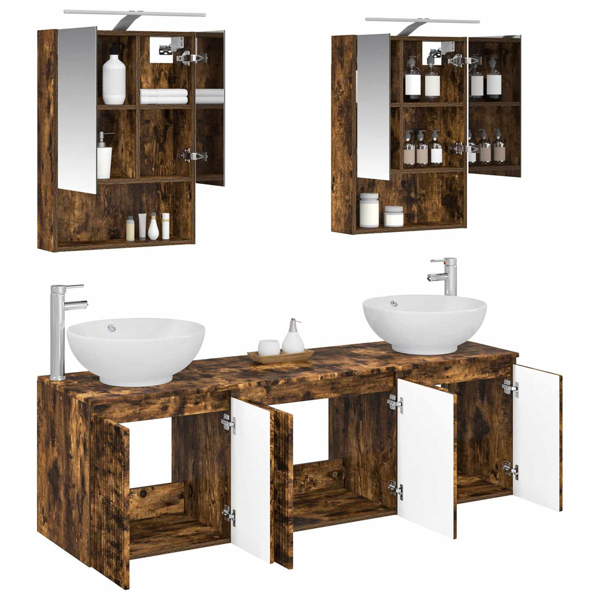 vidaXL Bathroom Cabinet Set 5 pcs Smoked Oak Engineered Wood 3