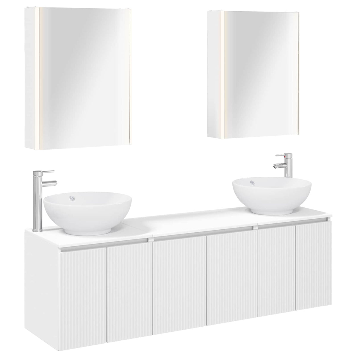 vidaXL Bathroom Cabinet Set 5 pcs White Engineered Wood 2