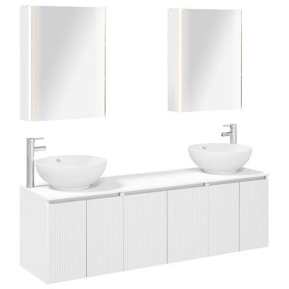 vidaXL Bathroom Cabinet Set 5 pcs White Engineered Wood 2