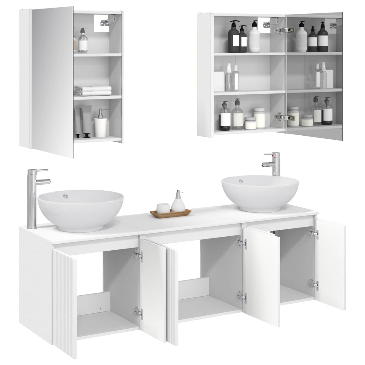 vidaXL Bathroom Cabinet Set 5 pcs White Engineered Wood 3