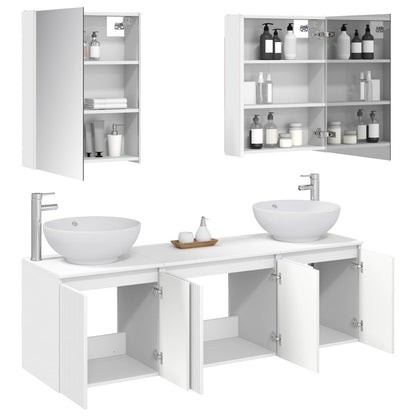 vidaXL Bathroom Cabinet Set 5 pcs White Engineered Wood 3
