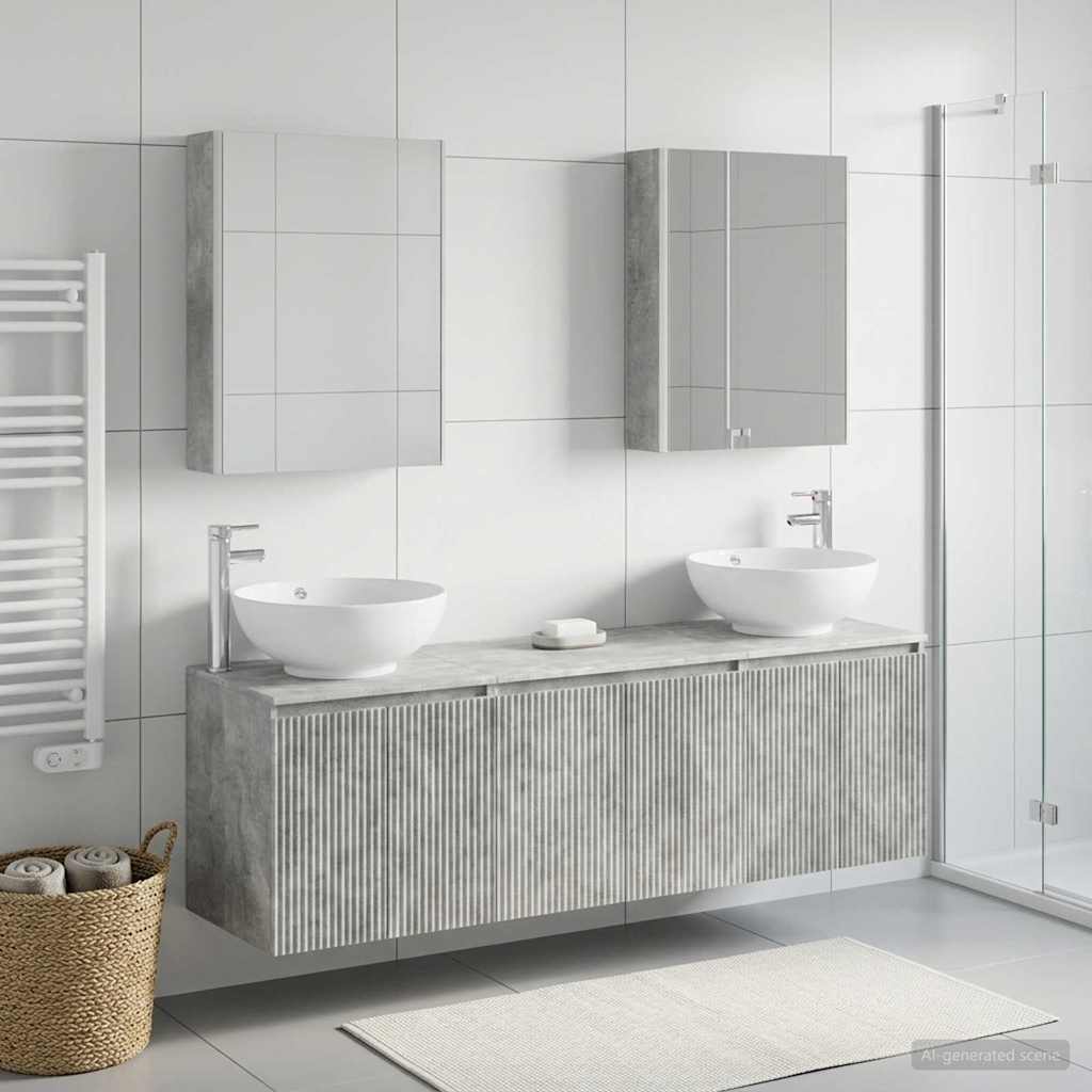 vidaXL Bathroom Cabinet Set 5 pcs Concrete Grey Engineered Wood 4