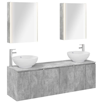 vidaXL Bathroom Cabinet Set 5 pcs Concrete Grey Engineered Wood 2