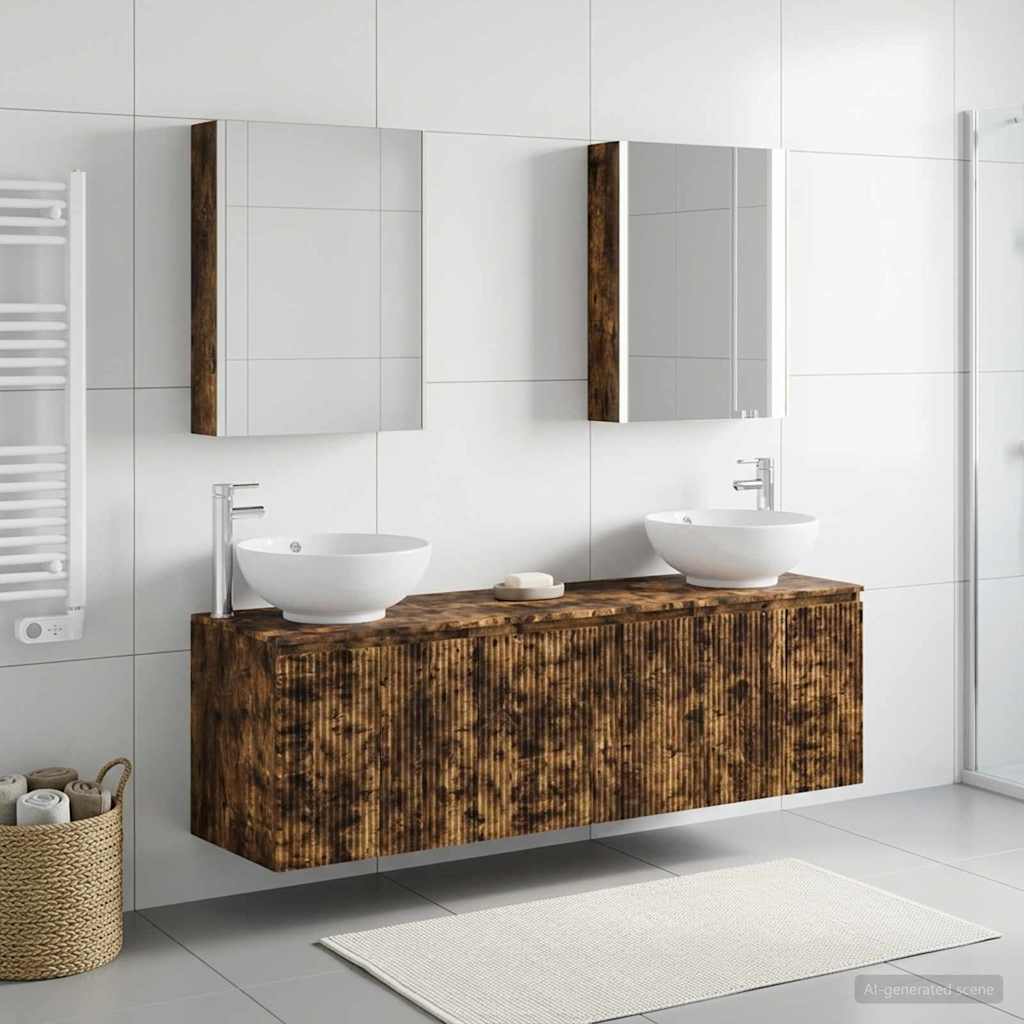 Bathroom Cabinet Set 5 pcs 53 x 15.5 x 70 cm Smoked oak