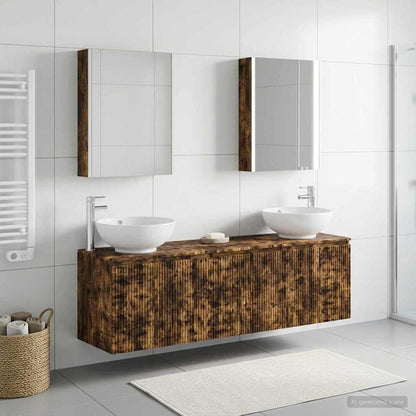 Bathroom Cabinet Set 5 pcs 53 x 15.5 x 70 cm Smoked oak