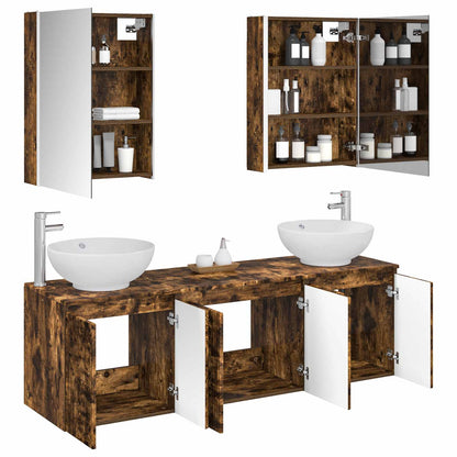 Bathroom Cabinet Set 5 pcs 53 x 15.5 x 70 cm Smoked oak