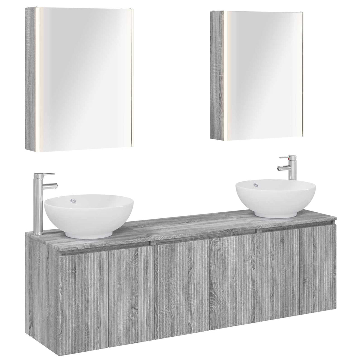 vidaXL Bathroom Cabinet Set 5 pcs Grey Sonoma Engineered Wood 2
