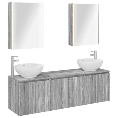vidaXL Bathroom Cabinet Set 5 pcs Grey Sonoma Engineered Wood 2
