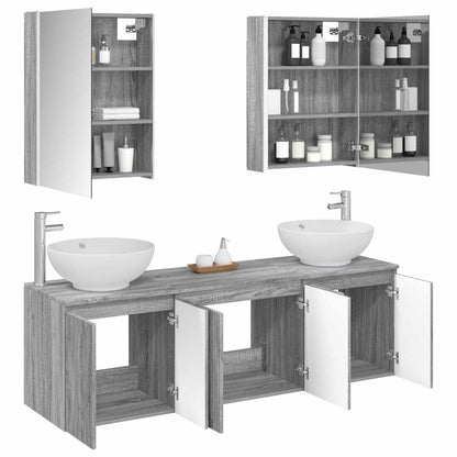 vidaXL Bathroom Cabinet Set 5 pcs Grey Sonoma Engineered Wood 3