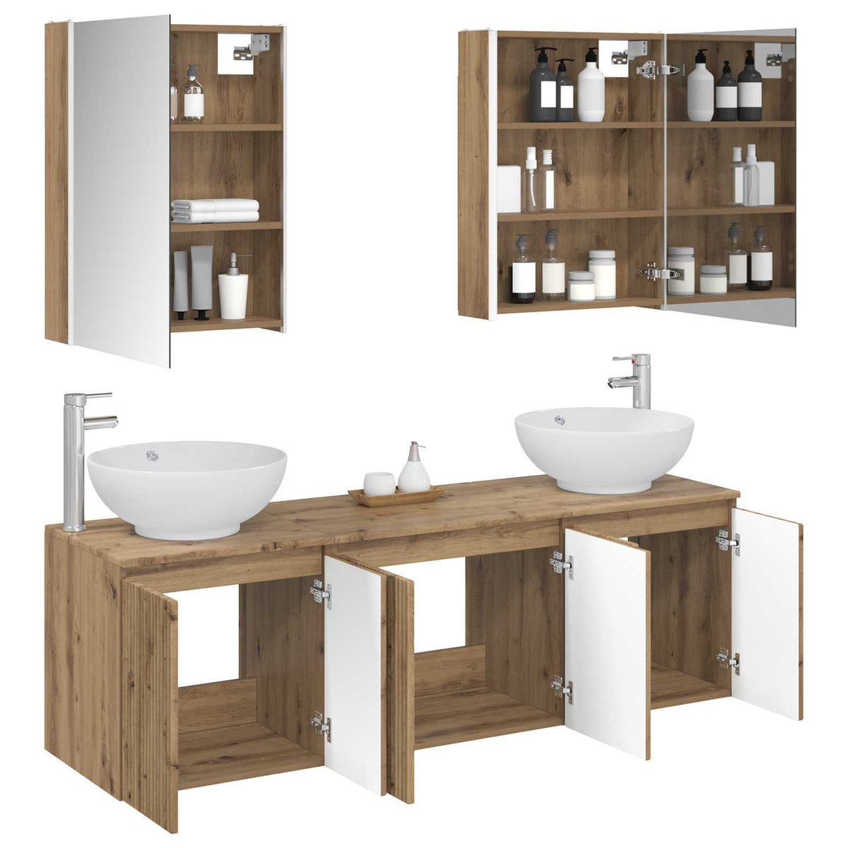 vidaXL Bathroom Cabinet Set 5 pcs Artisan Oak Engineered Wood 3
