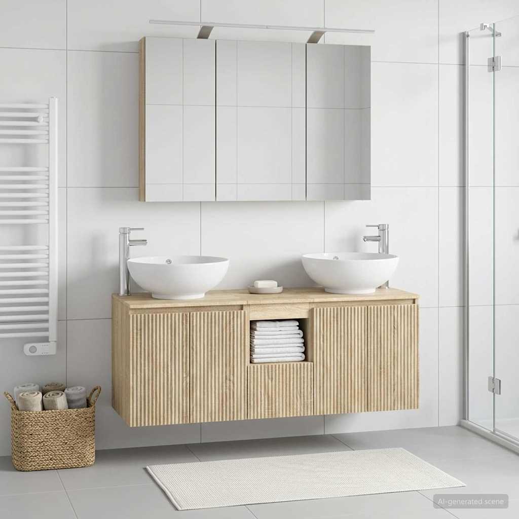 vidaXL Bathroom Cabinet Set 4 pcs Sonoma Oak Engineered Wood 4