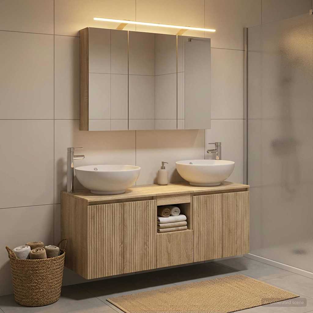 vidaXL Bathroom Cabinet Set 4 pcs Sonoma Oak Engineered Wood 1