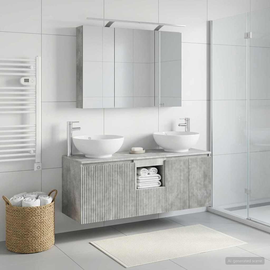 vidaXL Bathroom Cabinet Set 4 pcs Concrete Grey Engineered Wood 4
