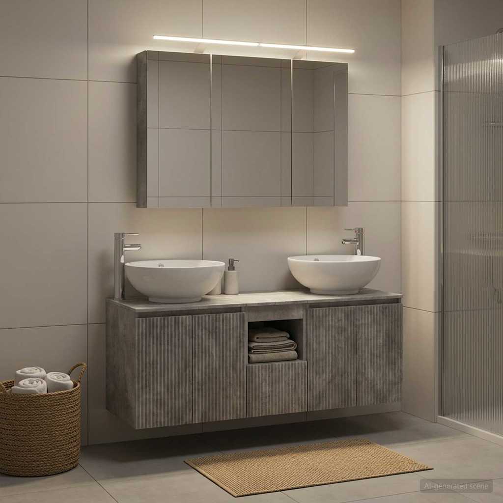 vidaXL Bathroom Cabinet Set 4 pcs Concrete Grey Engineered Wood 1