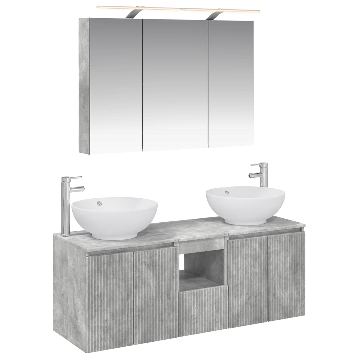 vidaXL Bathroom Cabinet Set 4 pcs Concrete Grey Engineered Wood 2