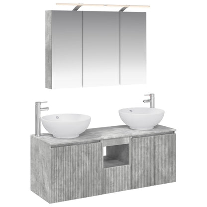 vidaXL Bathroom Cabinet Set 4 pcs Concrete Grey Engineered Wood 2
