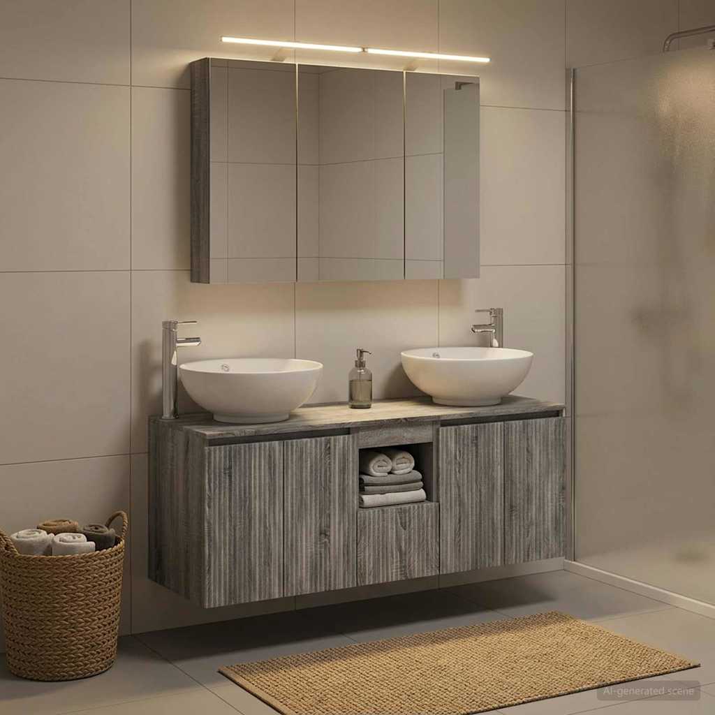 vidaXL Bathroom Cabinet Set 4 pcs Grey Sonoma Engineered Wood 1