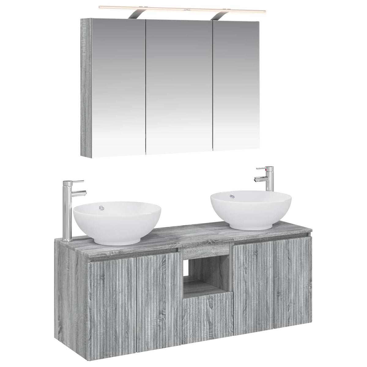 vidaXL Bathroom Cabinet Set 4 pcs Grey Sonoma Engineered Wood 2