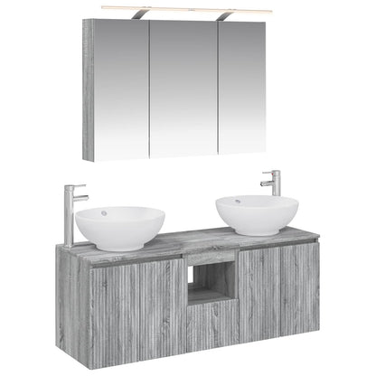 vidaXL Bathroom Cabinet Set 4 pcs Grey Sonoma Engineered Wood 2
