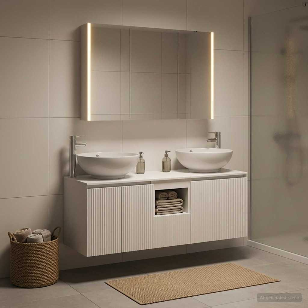 Bathroom Cabinet Set 4 pcs 103.5 x 15.5 x 70 cm White