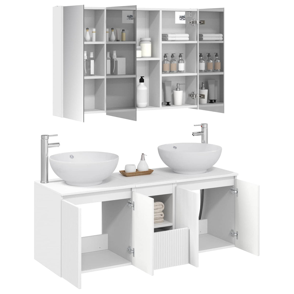 Bathroom Cabinet Set 4 pcs 103.5 x 15.5 x 70 cm White