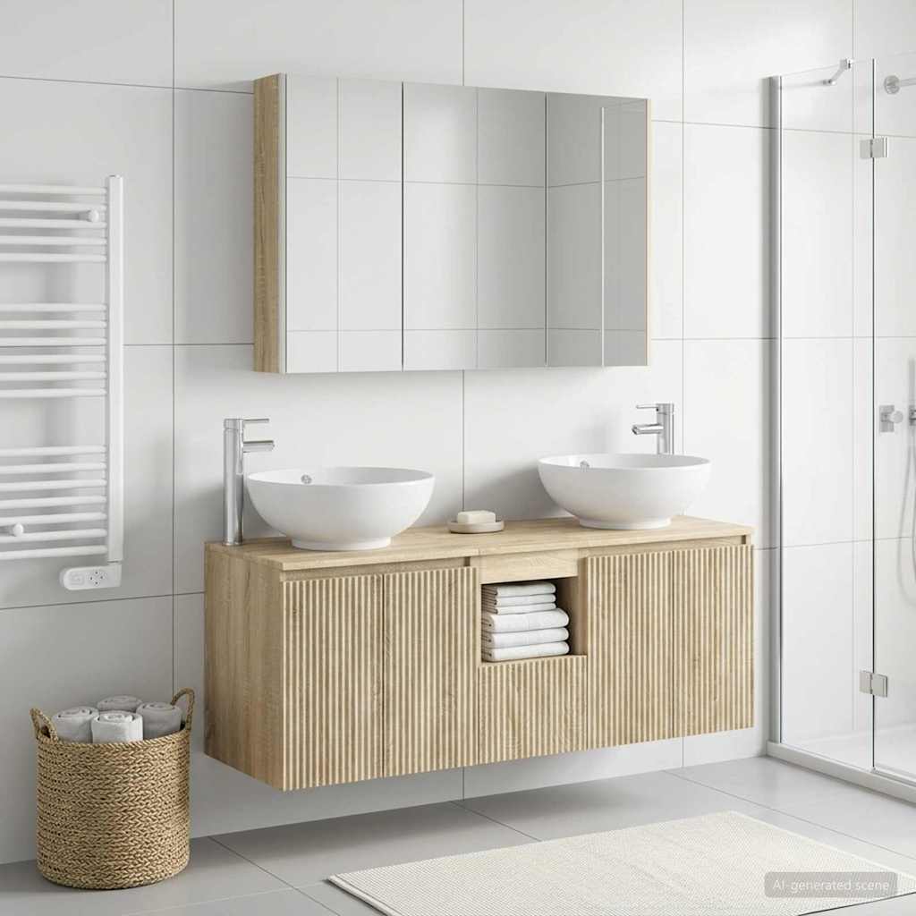 vidaXL Bathroom Cabinet Set 4 pcs Sonoma Oak Engineered Wood 4