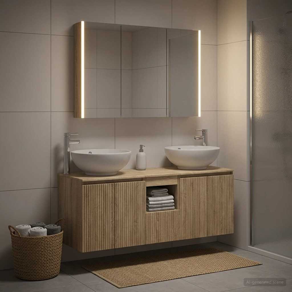 vidaXL Bathroom Cabinet Set 4 pcs Sonoma Oak Engineered Wood 1