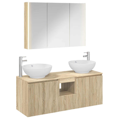 vidaXL Bathroom Cabinet Set 4 pcs Sonoma Oak Engineered Wood 2