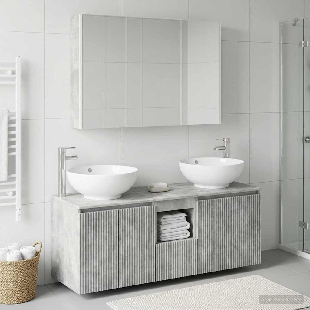 vidaXL Bathroom Cabinet Set 4 pcs Concrete Grey Engineered Wood 4