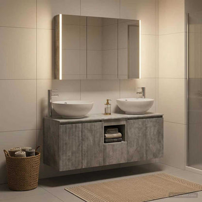 vidaXL Bathroom Cabinet Set 4 pcs Concrete Grey Engineered Wood 1