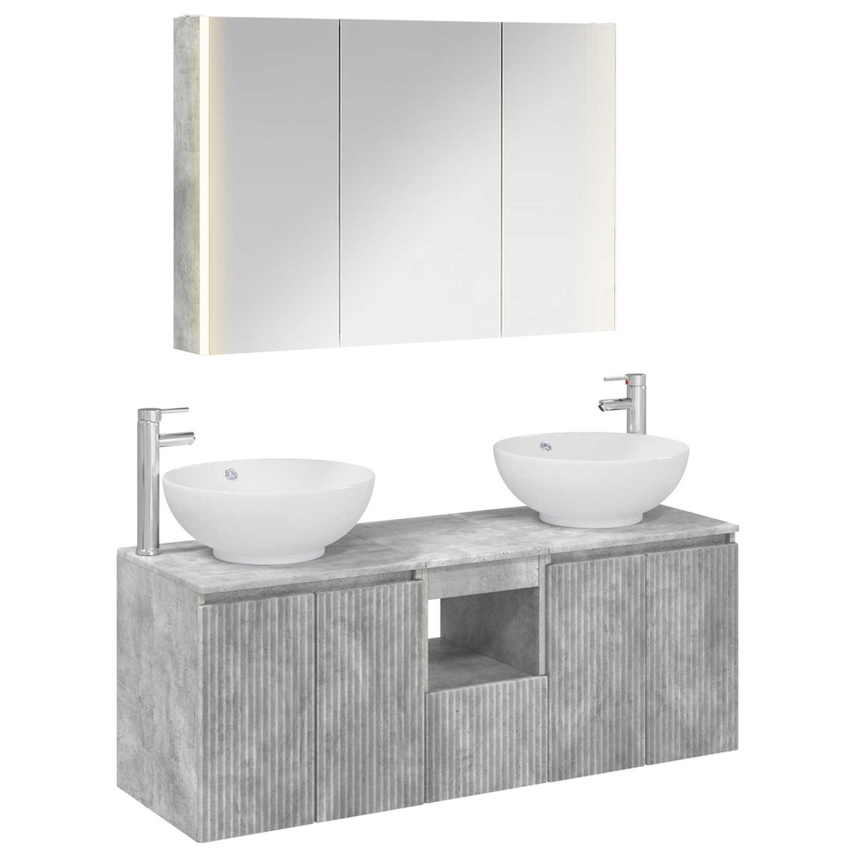 vidaXL Bathroom Cabinet Set 4 pcs Concrete Grey Engineered Wood 2