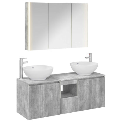 vidaXL Bathroom Cabinet Set 4 pcs Concrete Grey Engineered Wood 2