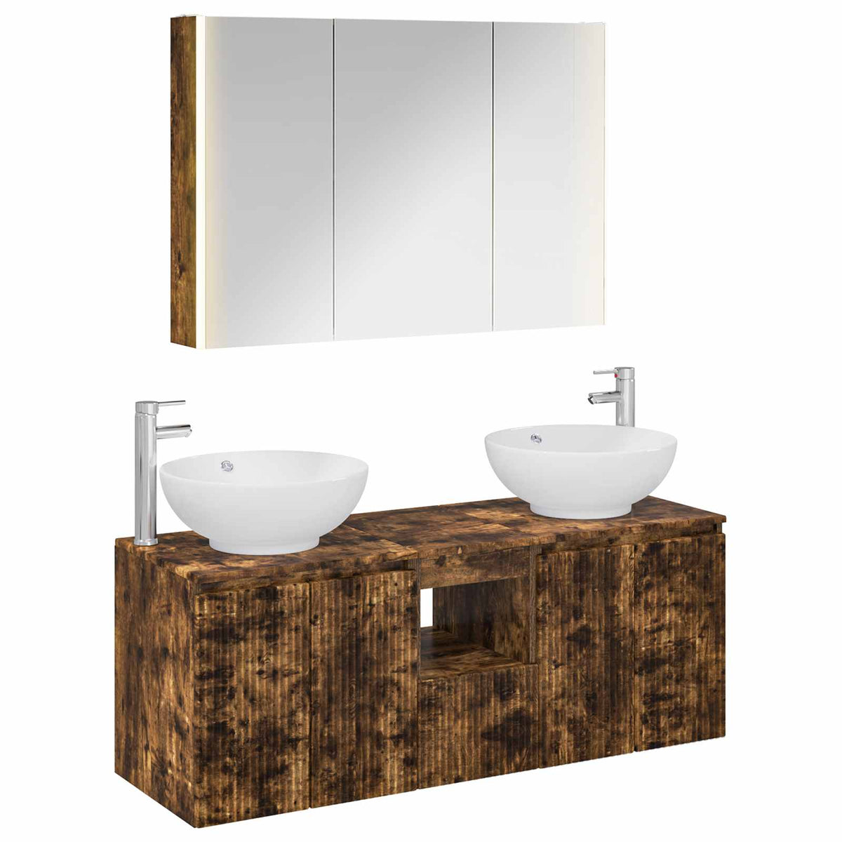 Bathroom Cabinet Set 4 pcs 103.5 x 15.5 x 70 cm Smoked oak