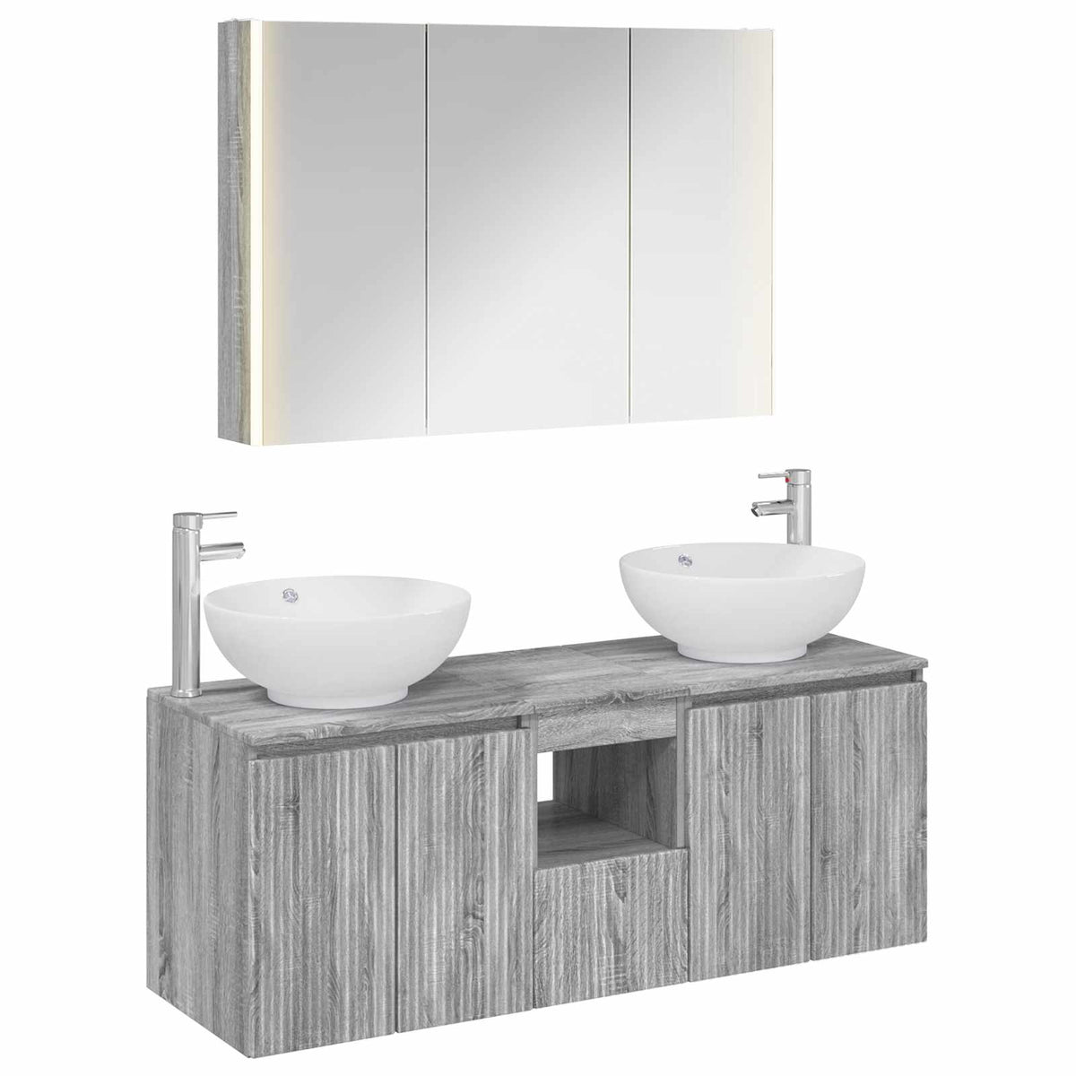 Bathroom Cabinet Set 4 pcs 103.5 x 15.5 x 70 cm Grey sonoma