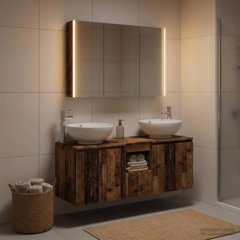 Bathroom Cabinet Set 4 pcs 103.5 x 15.5 x 70 cm Old wood