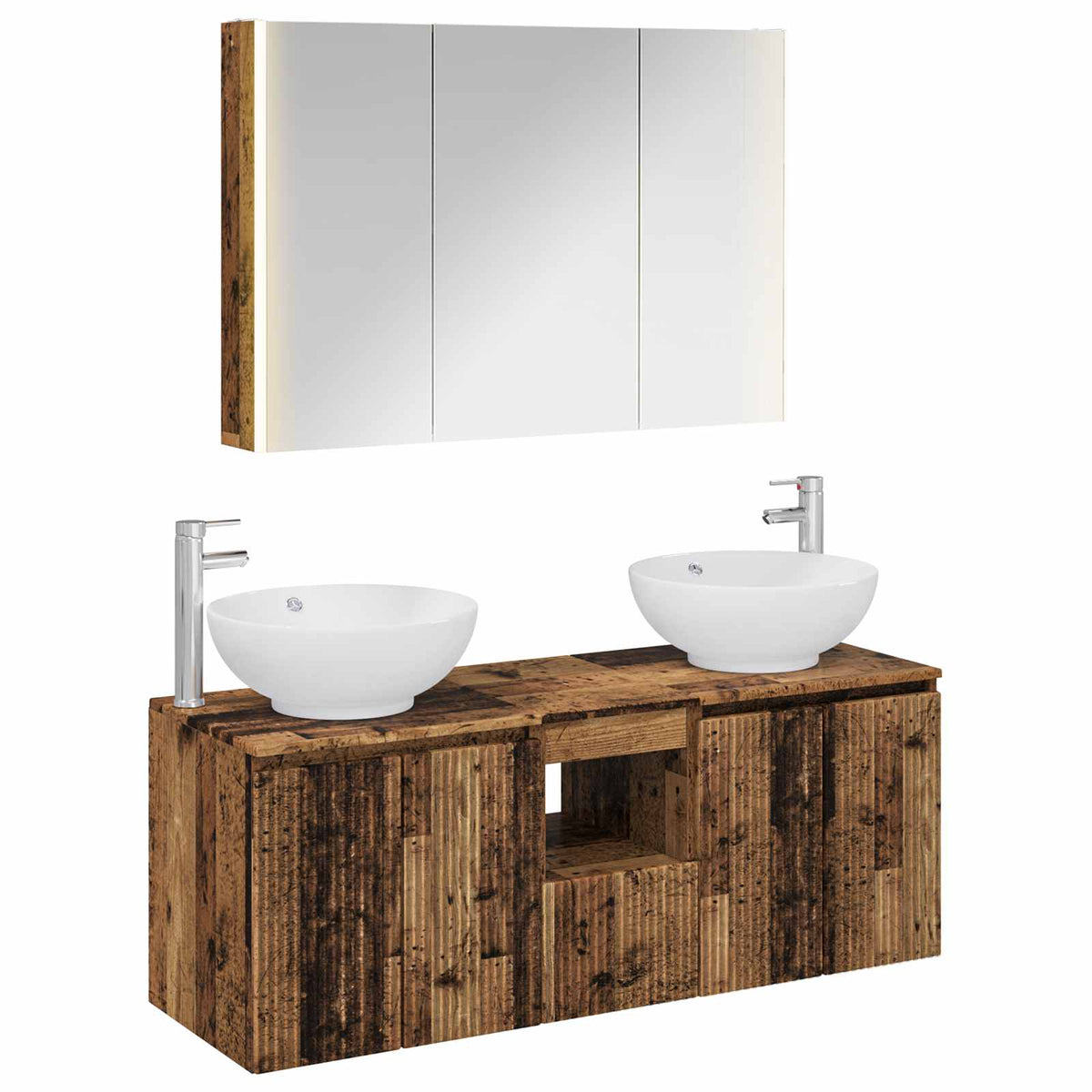 Bathroom Cabinet Set 4 pcs 103.5 x 15.5 x 70 cm Old wood