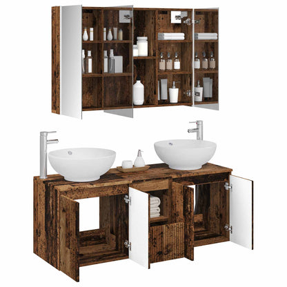 Bathroom Cabinet Set 4 pcs 103.5 x 15.5 x 70 cm Old wood