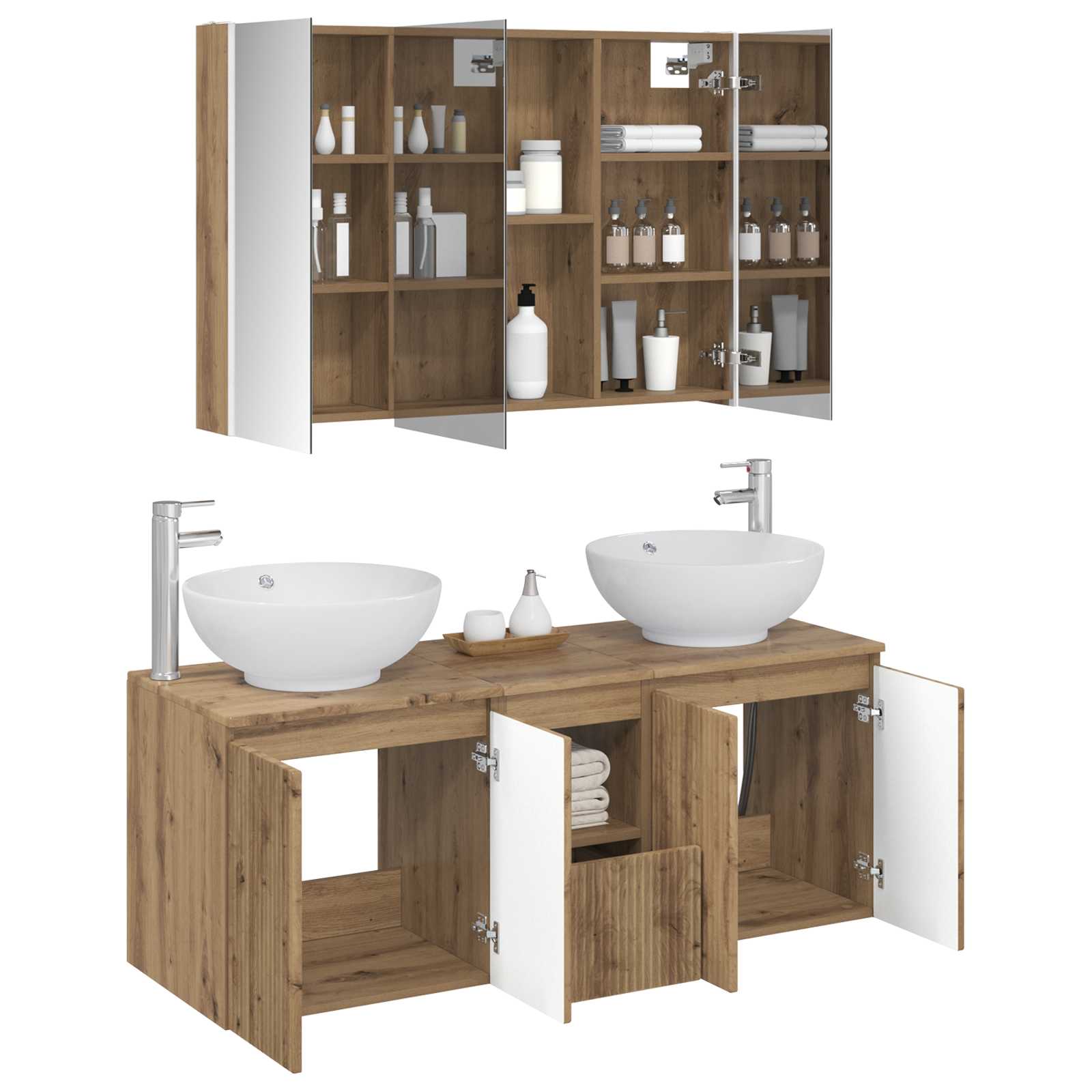 vidaXL Bathroom Cabinet Set 4 pcs Artisan Oak Engineered Wood 3
