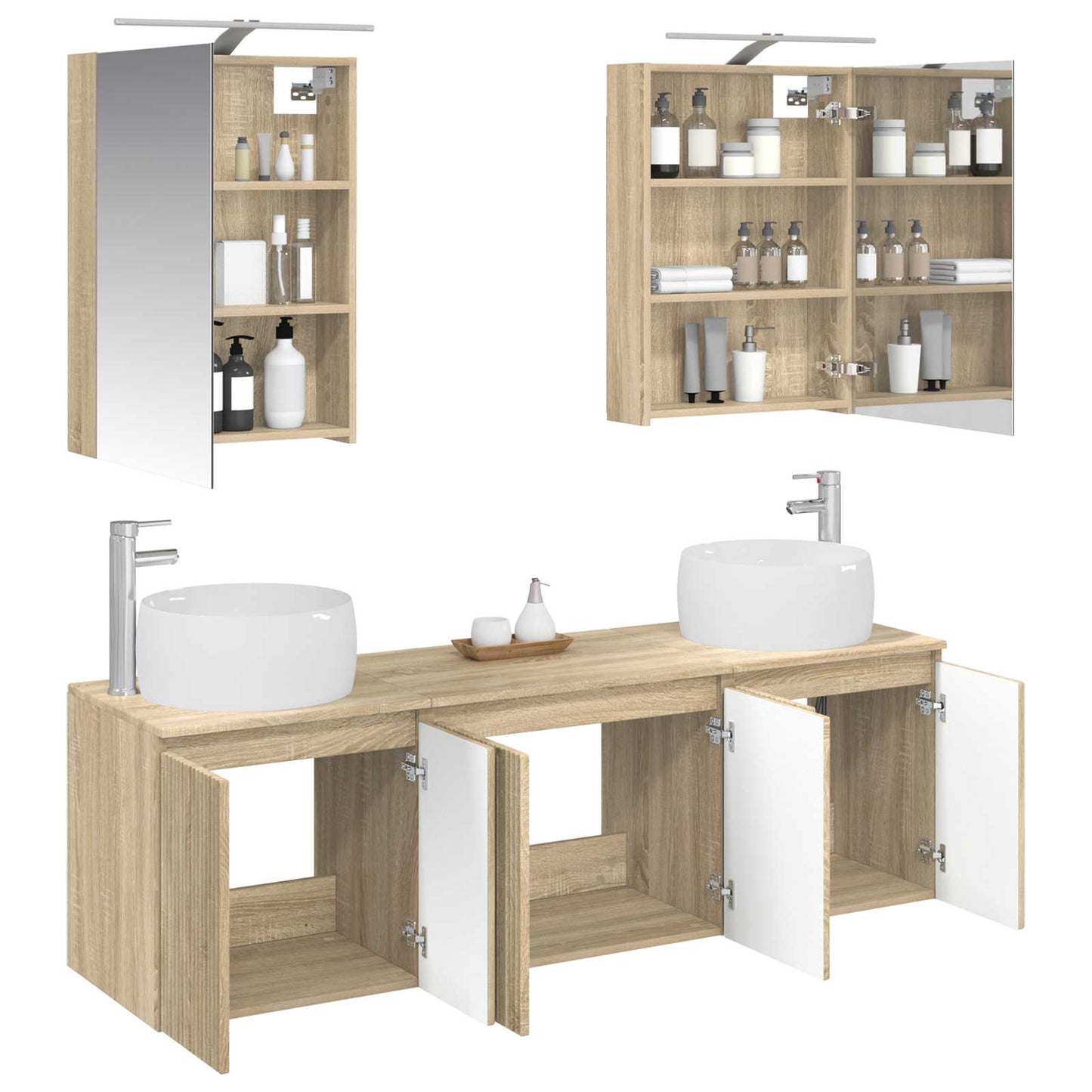 vidaXL Bathroom Cabinet Set 5 pcs Sonoma Oak Engineered Wood 3