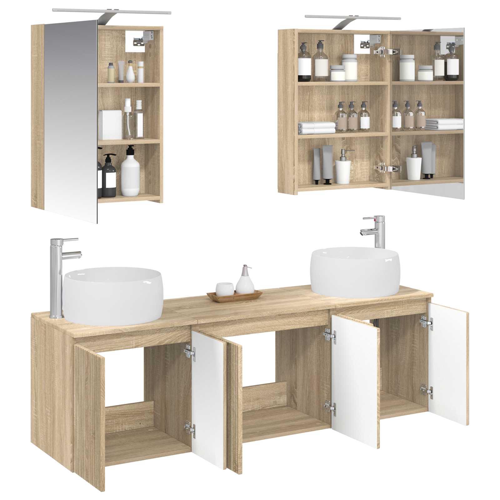 vidaXL Bathroom Cabinet Set 5 pcs Sonoma Oak Engineered Wood 3
