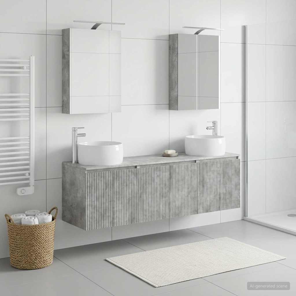 vidaXL Bathroom Cabinet Set 5 pcs Concrete Grey Engineered Wood 4