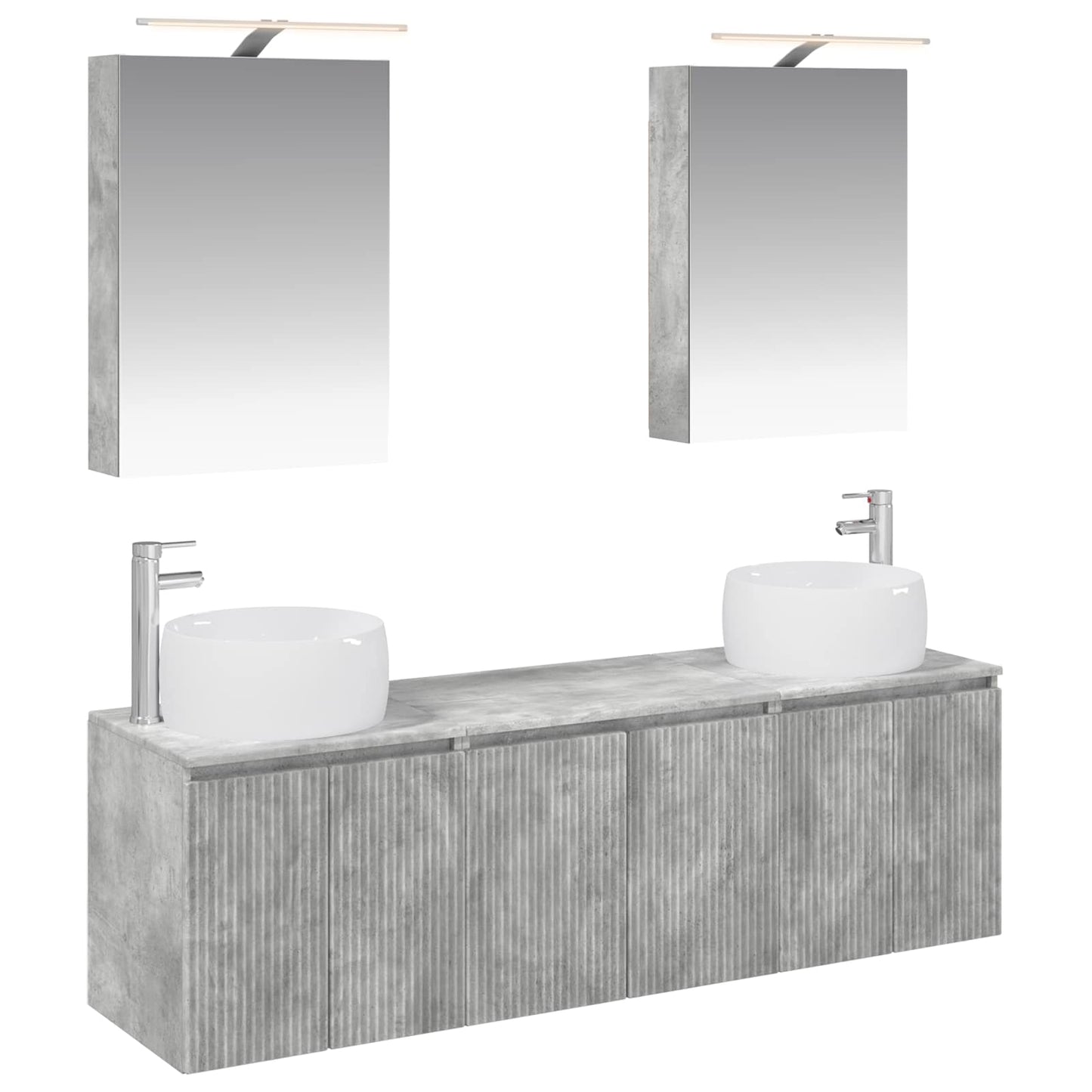vidaXL Bathroom Cabinet Set 5 pcs Concrete Grey Engineered Wood 2