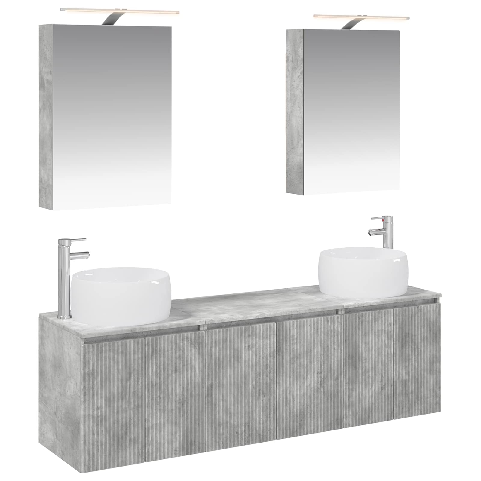 vidaXL Bathroom Cabinet Set 5 pcs Concrete Grey Engineered Wood 2