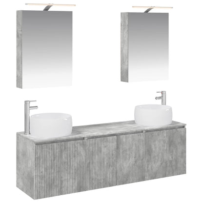 vidaXL Bathroom Cabinet Set 5 pcs Concrete Grey Engineered Wood 2